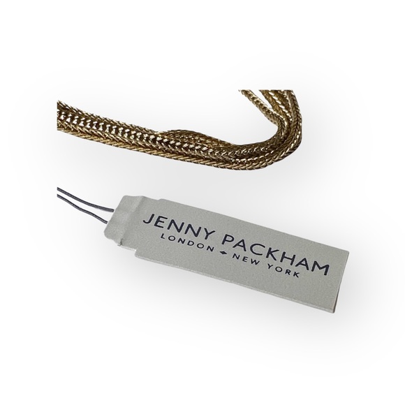 new Jenny Packham ❀ Chic Fringed Crystal Gemstones Necklace ❀ Gold + Olive Green - Picture 7 of 17